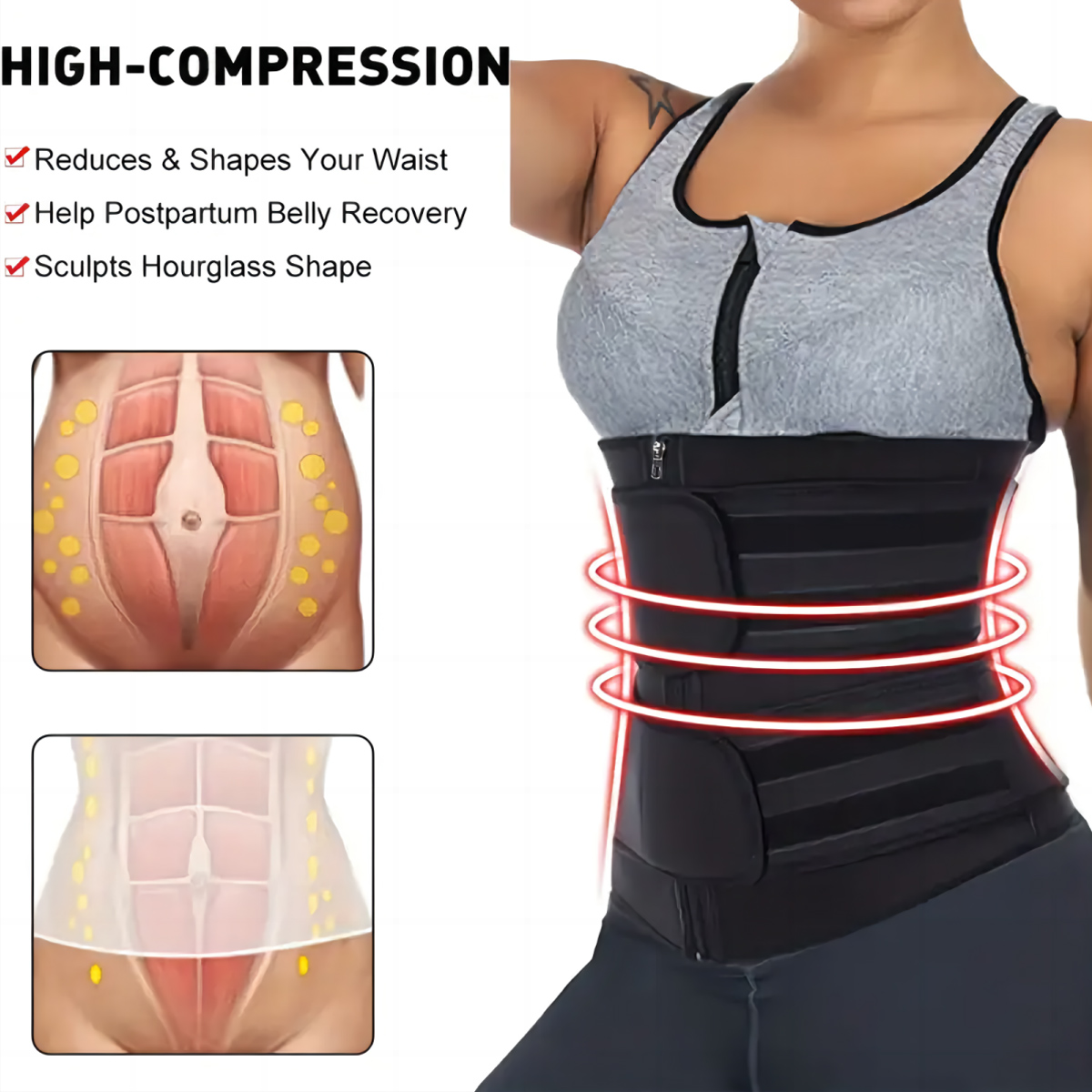 女性用ウエストトレーナーベルト ダブルストラップ ジッパー  - Rugged Sport Strap のレビューと価格